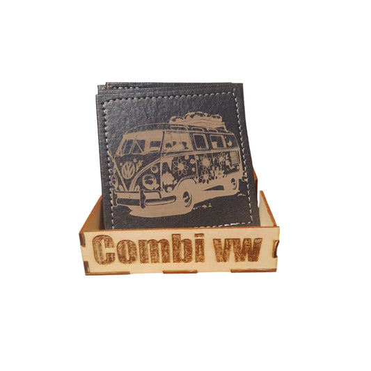 Sous verres en cuir gravé transporteur combi Epo'spes
