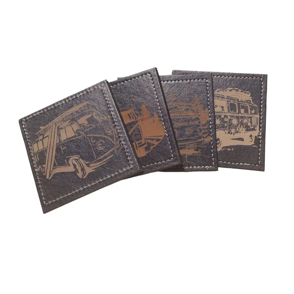 Sous verres en cuir gravé transporteur combi Epo'spes