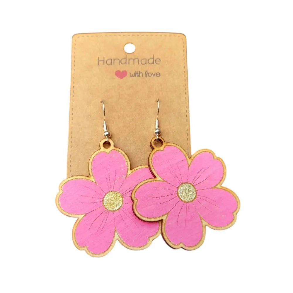 Boucles d'oreille en bois de peuplier florale Epo'spes